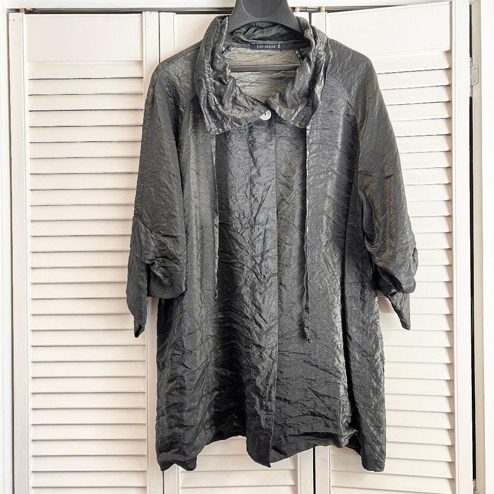 Cut Loose Oversized Silvery Jacket Tunic Top